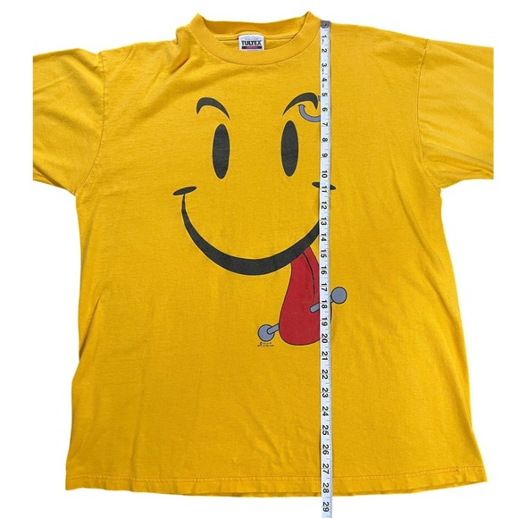 1997 Pierced Smiley Face Vintage All U T-Shirt Unisex XL Yellow y2k - Picture 6 of 7